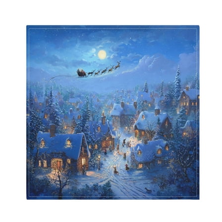 1 Pack 20'' x20" Satin Table Napkins Dinner Napkins for wedding Party Decoration events Beautiful Christmas Night Scene