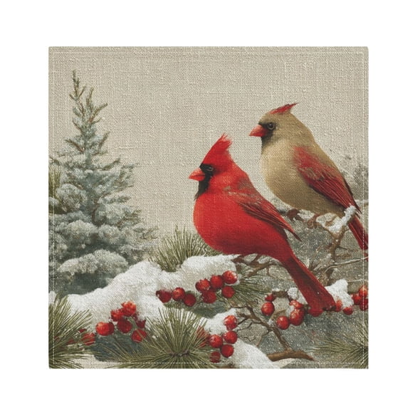 1 Pack 20'' x20" Satin Table Napkins Dinner Napkins for wedding Party Decoration events Bird and Snow-covered Trees