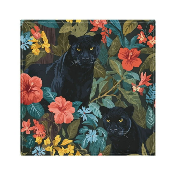 1 Pack 20'' x20" Satin Table Napkins Dinner Napkins for wedding Party Decoration events Black Leopard in The Jungle