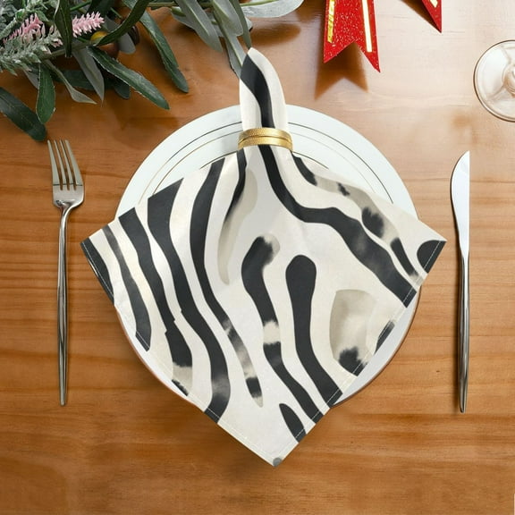 1 Pack 20'' x20" Satin Table Napkins Dinner Napkins for wedding Party Decoration events Black and White Shapes Pattern