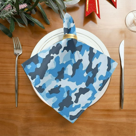1 Pack 20'' x20" Satin Table Napkins Dinner Napkins for wedding Party Decoration events Blue Camouflage Pattern