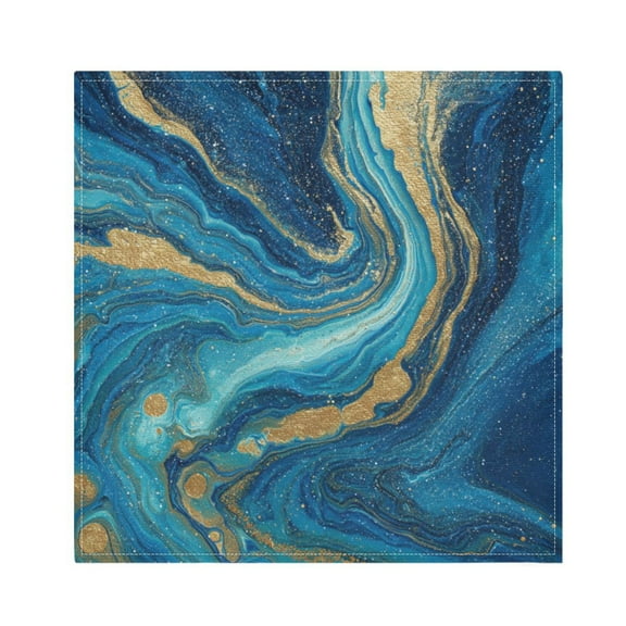 1 Pack 20'' x20" Satin Table Napkins Dinner Napkins for wedding Party Decoration events Blue and Gold Ocean