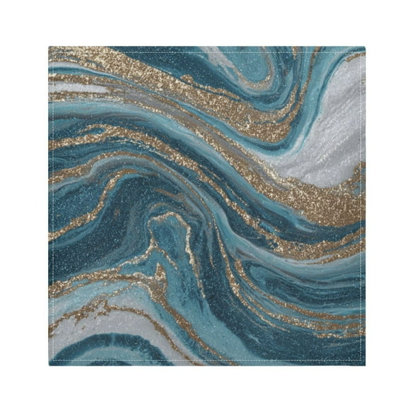 1 Pack 20'' x20" Satin Table Napkins Dinner Napkins for wedding Party Decoration events Blue and Gold Swirling