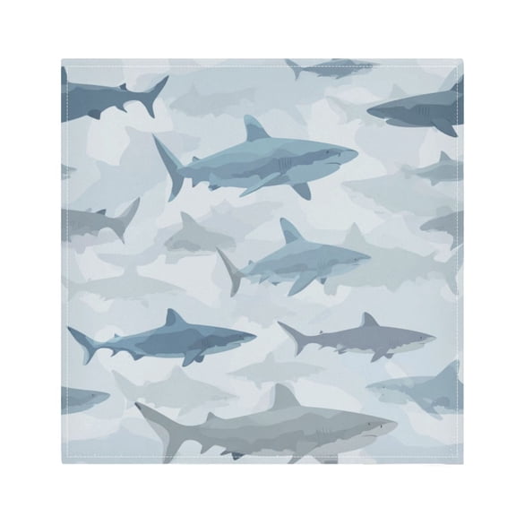 1 Pack 20'' x20" Satin Table Napkins Dinner Napkins for wedding Party Decoration events Blue and Gray Sharks Pattern