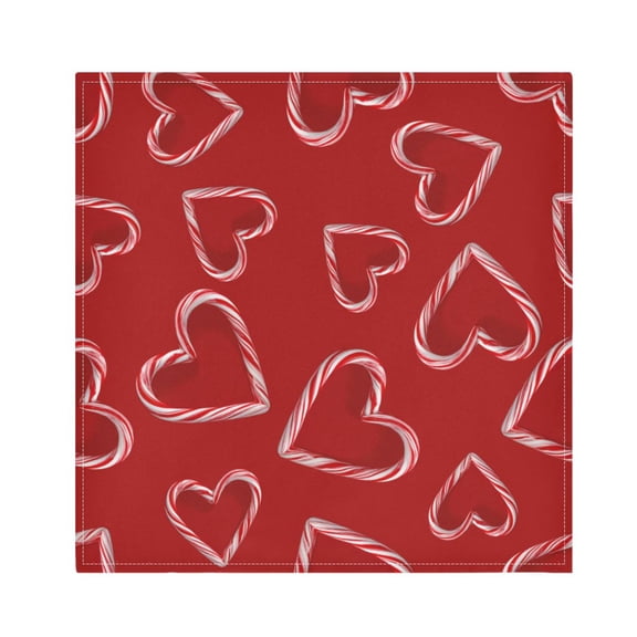 1 Pack 20'' x20" Satin Table Napkins Dinner Napkins for wedding Party Decoration events Candy Cane-shaped Hearts Pattern