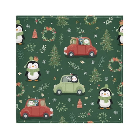1 Pack 20'' x20" Satin Table Napkins Dinner Napkins for wedding Party Decoration events Christmas Penguins and Cars Pattern
