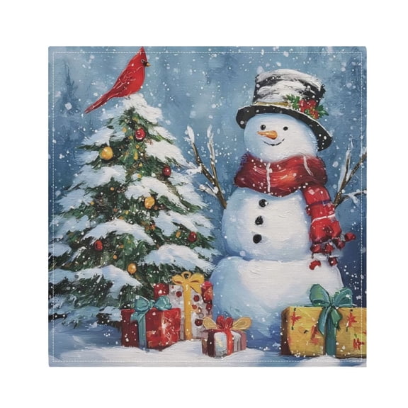 1 Pack 20'' x20" Satin Table Napkins Dinner Napkins for wedding Party Decoration events Christmas Scene with Snowman