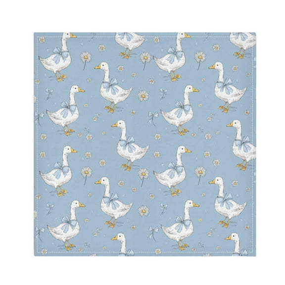 1 Pack 20'' x20" Satin Table Napkins Dinner Napkins for wedding Party Decoration events Cute Geese and Daisies