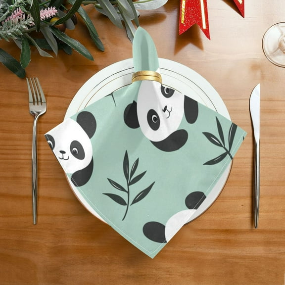 1 Pack 20'' x20" Satin Table Napkins Dinner Napkins for wedding Party Decoration events Cute Pandas