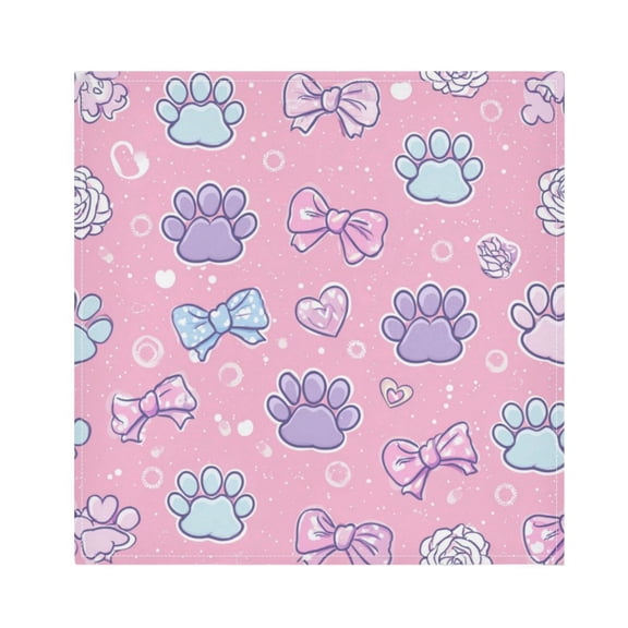 1 Pack 20'' x20" Satin Table Napkins Dinner Napkins for wedding Party Decoration events Dog Paw Prints and Bows