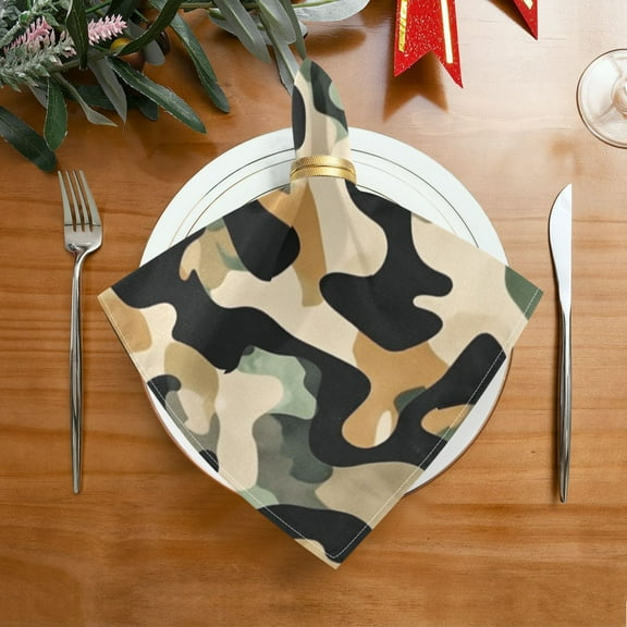 1 Pack 20'' x20" Satin Table Napkins Dinner Napkins for wedding Party Decoration events Earthy Tones Camouflage Pattern