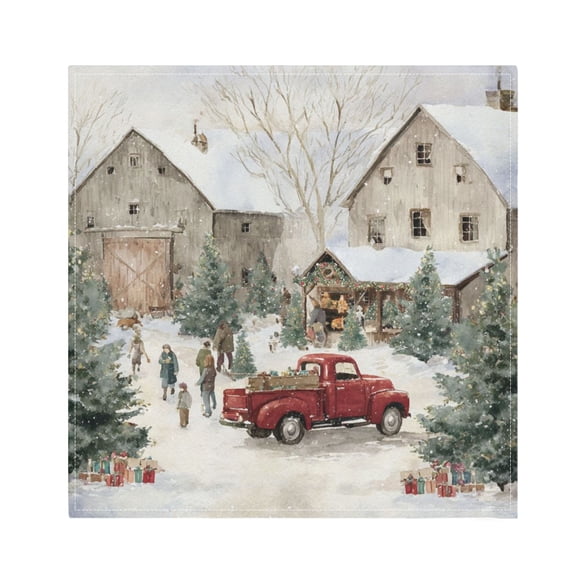 1 Pack 20'' x20" Satin Table Napkins Dinner Napkins for wedding Party Decoration events Farm Snow Scene