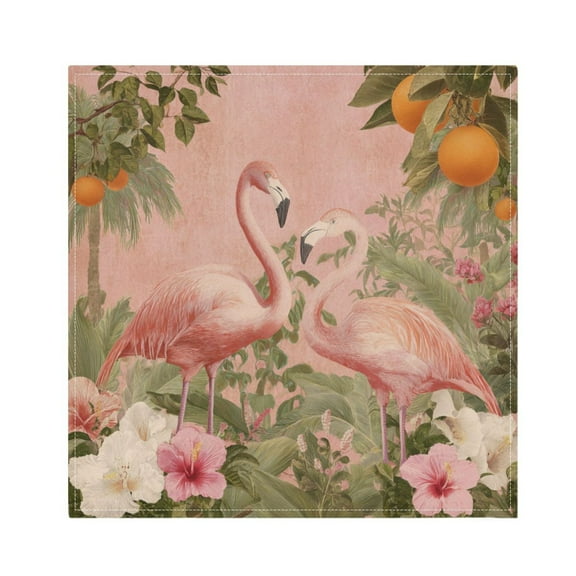 1 Pack 20'' x20" Satin Table Napkins Dinner Napkins for wedding Party Decoration events Flamingos in Tropical Garden