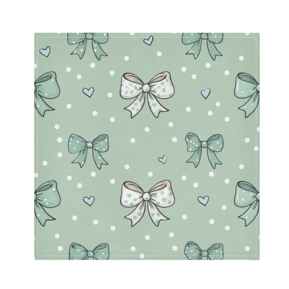 1 Pack 20'' x20" Satin Table Napkins Dinner Napkins for wedding Party Decoration events Green and Mint Bows