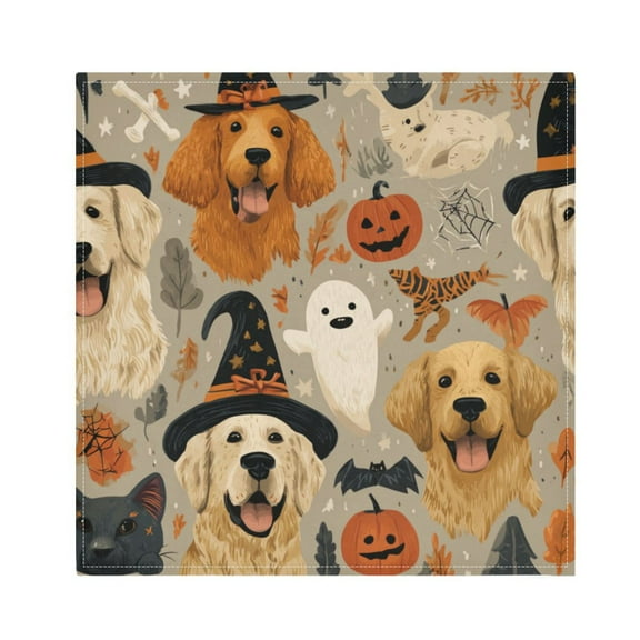 1 Pack 20'' x20" Satin Table Napkins Dinner Napkins for wedding Party Decoration events Halloween Dog Pattern