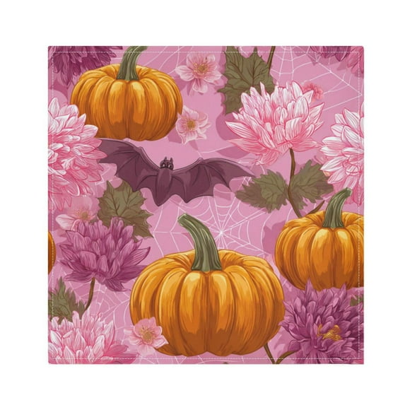 1 Pack 20'' x20" Satin Table Napkins Dinner Napkins for wedding Party Decoration events Halloween Pumpkins and Bats