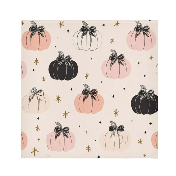 1 Pack 20'' x20" Satin Table Napkins Dinner Napkins for wedding Party Decoration events Peach Pumpkins with Black Bows