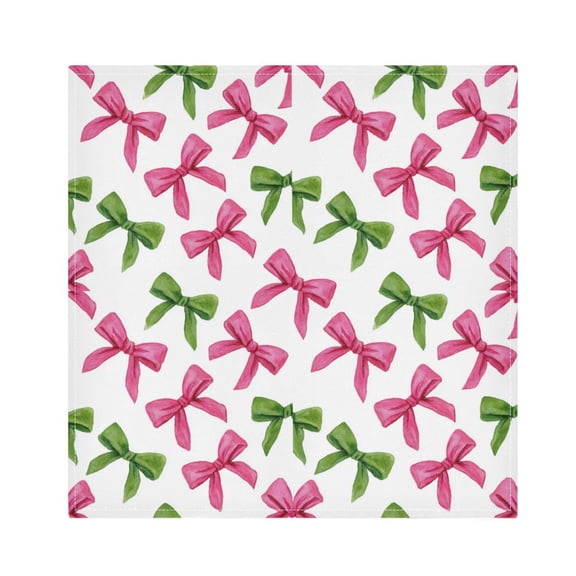 1 Pack 20'' x20" Satin Table Napkins Dinner Napkins for wedding Party Decoration events Pink Bows and Green Ribbons