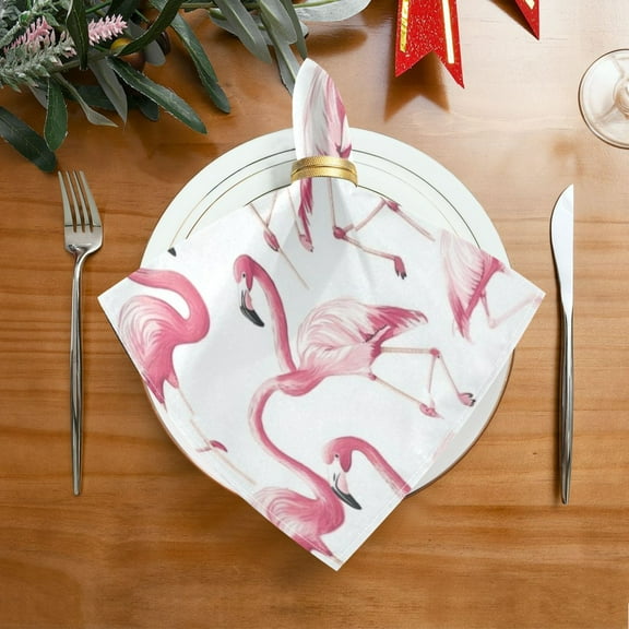 1 Pack 20'' x20" Satin Table Napkins Dinner Napkins for wedding Party Decoration events Pink Flamingos Pattern