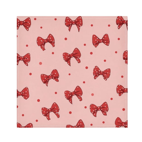 1 Pack 20'' x20" Satin Table Napkins Dinner Napkins for wedding Party Decoration events Red Bows and Polka Dots