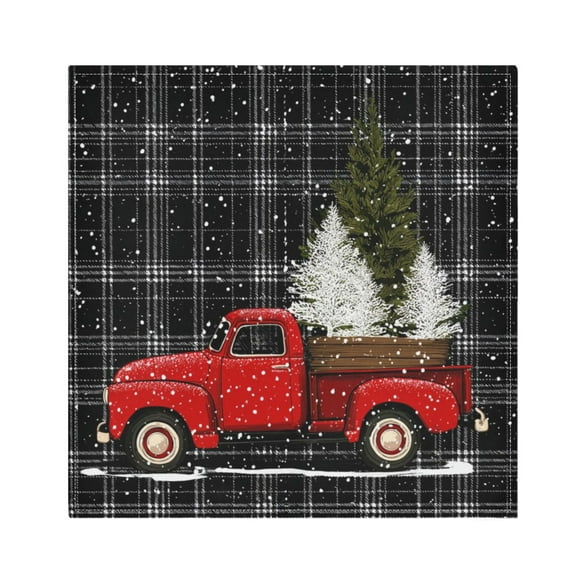 1 Pack 20'' x20" Satin Table Napkins Dinner Napkins for wedding Party Decoration events Red Truck with Christmas Tree