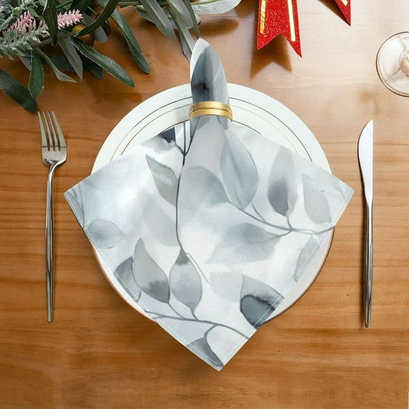 1 Pack 20'' x20" Satin Table Napkins Dinner Napkins for wedding Party Decoration events Soft Gray Leaves