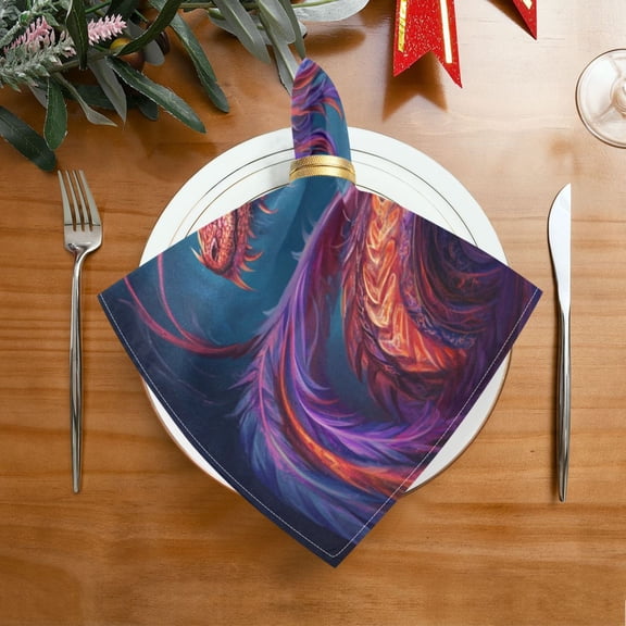 1 Pack 20'' x20" Satin Table Napkins Dinner Napkins for wedding Party Decoration events Vibrant Colors Dragon