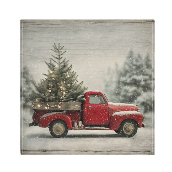 1 Pack 20'' x20" Satin Table Napkins Dinner Napkins for wedding Party Decoration events Vintage Red Truck