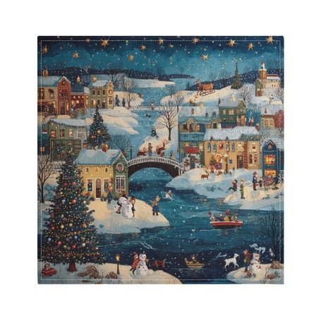 1 Pack 20'' x20" Satin Table Napkins Dinner Napkins for wedding Party Decoration events Whimsical Christmas Scene