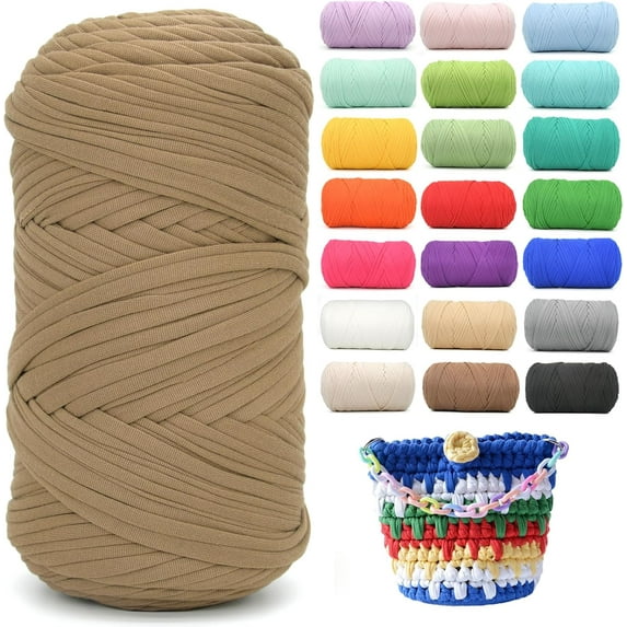 1 Pack 200G /196ft Tshirt Yarn for Crochet, T Shirt Soft Elastic Fabric Chunky Thick T-Shirt Crochet Yarn for Crocheting Knitting Beginner Hand Knitting Bag/DIY Craft/Home Decor