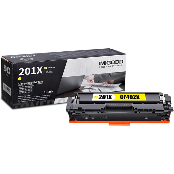 1-Pack 201X Toner Replacement for HP 201X | CF402X Yellow Toner Cartridge (with chip) High Capacity 2,800 Pages Compatible Color Pro M252dw M252n MFP M277n M277dw M277c6 M274n Printer