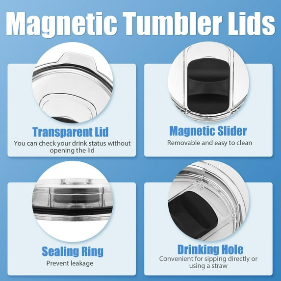 1 Pack 20oz Magnetic Tumbler Lid, Replacement Lids for 20oz Stainless Steel Tumbler Travel Cup with Magnetic Spill Proof Slider, Dark Purple
