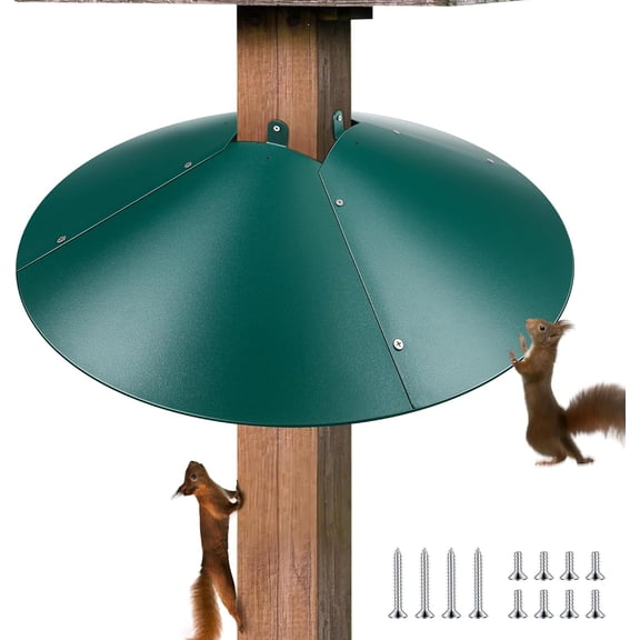 1 Pack 21.5 Inch Metal Squirrel Proof Baffle for 4 x 4 Posts Wrap Around Guard for Bird Feeder Pole to Deter Squirrels (Green)