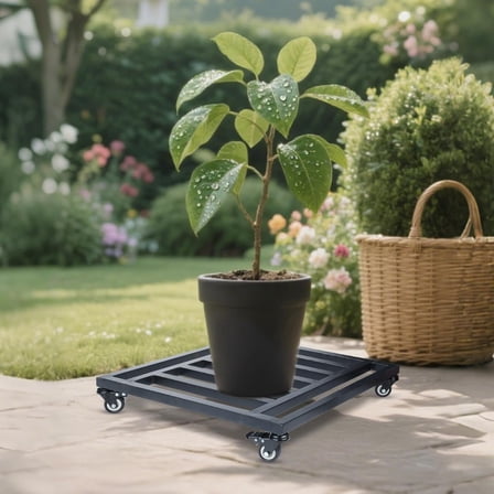 1 Pack 22 Inch Metal Plant Caddy with Wheels, Square Rolling Plant Stand Heavy Duty Indoor Outdoor Planter Dolly, Plant Pot Mover for Large Flower Pots and Planters, 500 Lbs