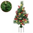thumbnail image 1 of 1 Pack 23.4 Inch Pre-Lit Pathway Christmas Trees, Artificial Christmas Urn Filler with LED Lights, Red Berries, Pine Cones & Balls Ornaments, Battery Operated Holiday Decor for Driveway, Yard, 1 of 9