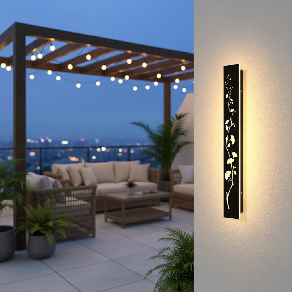 1 Pack 23.6inch-Black waterproof outdoor wall light, modern outdoor LED long wall light waterproof wall light, porch light, outdoor 3000K wall light, suitable for villas, courtyards, gardens, garages