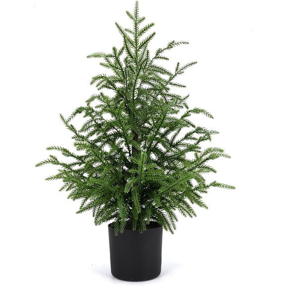1 Pack 24" Artificial Norfolk Pine Potted Trees – Realistic Faux Christmas Greenery for Tabletop, Mantel, Entryway & Holiday or Year-Round Home Décor