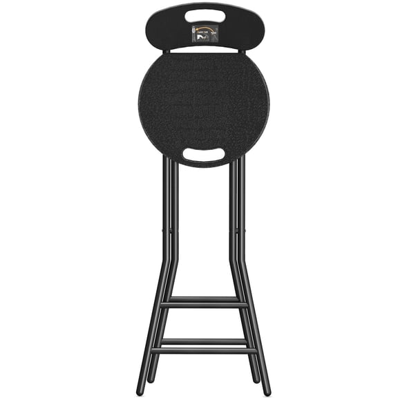 1 Pack 24 Inch Folding Stool with Backrest & Handle, Collapsible Round Counter Height Stool, 450 lbs Capacity