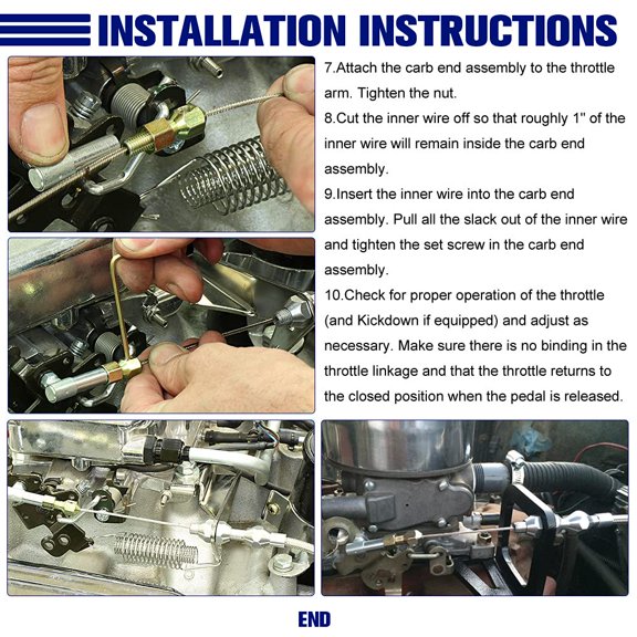 1 Pack 24 Inch Stainless Steel Braided Throttle Cable Kit, Adjustable Accelerator Cable with Locking Ends and Wrench