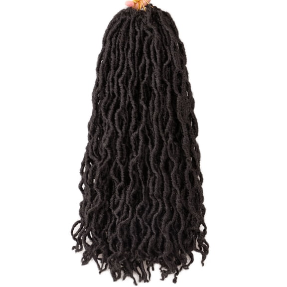 1 Pack 24 Strands Wavy Gypsy Locs Wigs 18 Inches / 45.72 cm Long Dreadlock Wigs Synthetic Braiding Hair Extensions for Black Women Protective Crochet Braids Extensions 4 Dark Brown