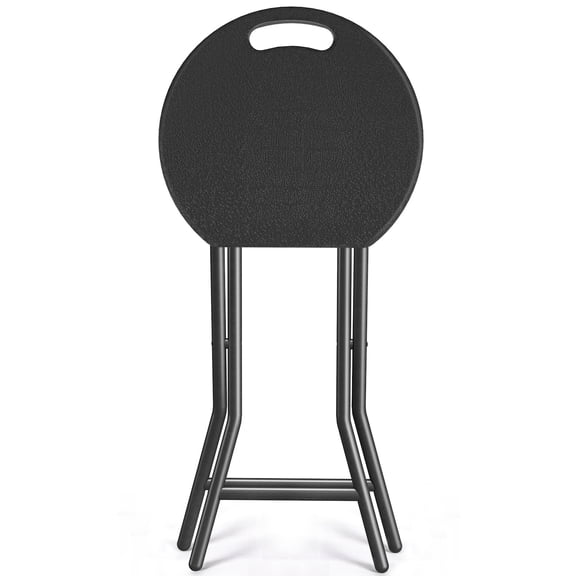 1 Pack 24" Tall Folding Bar Stool with Handle, Metal & Plastic Foldable Stool for Outdoor, 300 lbs Capacity, Black