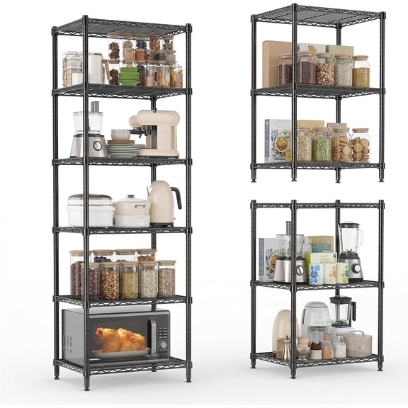 1 Pack 24-in W x 18-in D x 73-in H 6-Tier 2-in-1 Heavy Duty Metal Wire Utility Shelving Unit