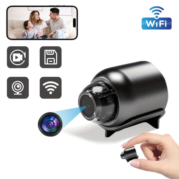 1 Pack 2MP Mini Micro Camera with Infrared Night Vision & 2.8mm Focus - 1080P FHD WiFi Camera, 140° Wide Angle, SD Card Recording for Home/Office Surveillance, 2x2x2.5cm