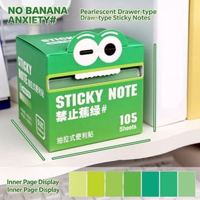 1 Pack 3.15×2.83in Fresh Green Oval Eye Cartoon Sticky Note Dispenser, Semi Clear Gradient Index Memo Sheets, Residue Free Tabs For Document Organization & Hobby Journal Drafting
