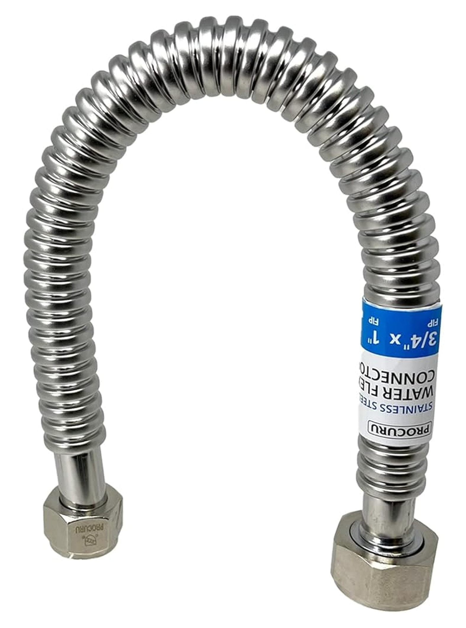 1-Pack 3/4" FIP x 1" FIP x 18" (1.5Ft) Stainless Steel Water Heater Flex Connector, Certified Safe (6WBA18-1P)