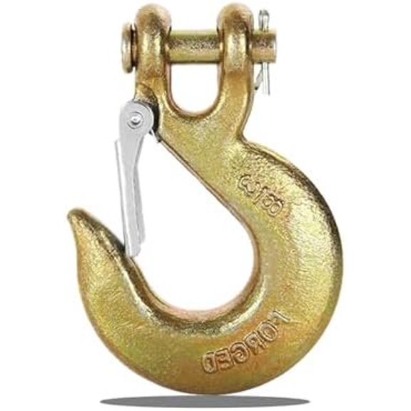 1 Pack 3/8" Heavy Duty Chain Hook, Grade 70 Forged Steel Clevis Slip Hook with Safety Latch for Trailer Transport Chain, 18000 Lbs Working Load Limit, Safety Chain Hooks