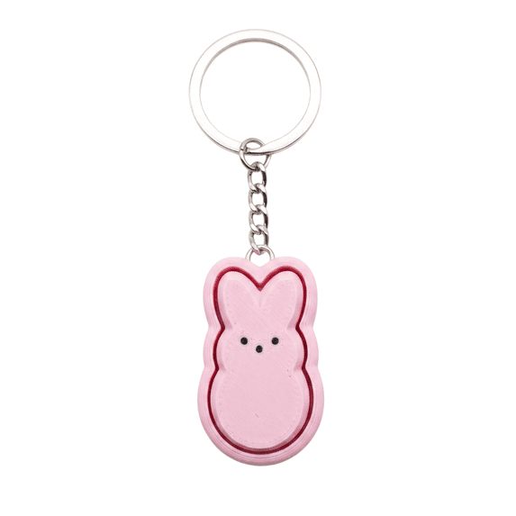 1 Pack 3.8cm 3D Printed Eco-Friendly PLA Easter Bunny Fidget Keychain, Bag Charm with Sturdy Metal Split Ring