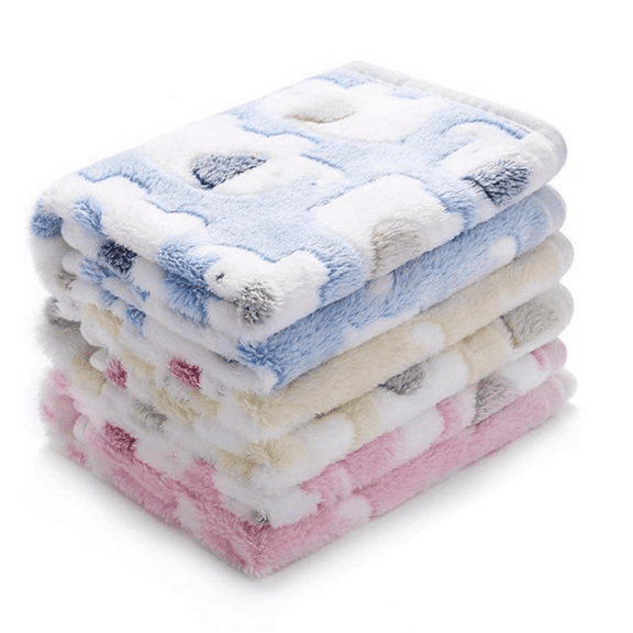 1 Pack 3 Blankets Super Soft Fluffy Premium Cute Elephant Pattern Pet Blanket Flannel Throw for Dog Puppy Cat Blue/Pink/Yellow Small(23x16 inch)
