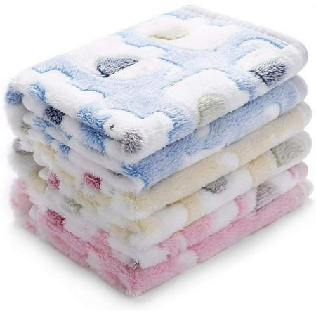 1 Pack 3 Blankets Super Soft Fluffy Premium Cute Elephant Pattern Pet Blanket Flannel Throw for Dog Puppy Cat Blue/Pink/Yellow Small(23x16 inch)
