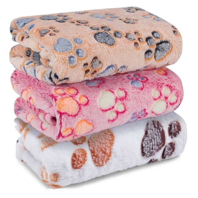1 Pack 3 Blankets Super Soft Fluffy Premium Fleece Pet Blanket Flannel